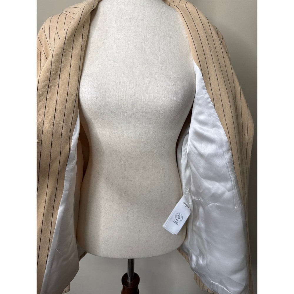 Maje Varcel Blazer Beige Cotton Linen Belted Striped Size 40 - Picture 5 of 6